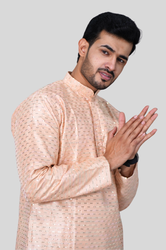Straight Sequence Malai Kurta- Rose Brown