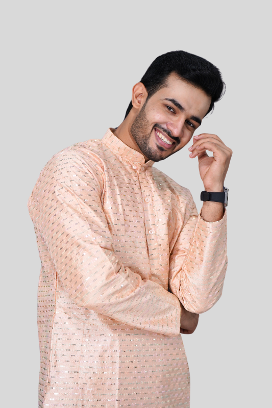 Straight Sequence Malai Kurta- Rose Brown