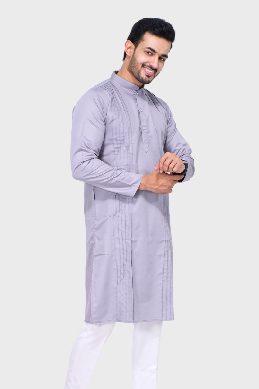 Cotton Giza Long Kurta – Pleeted