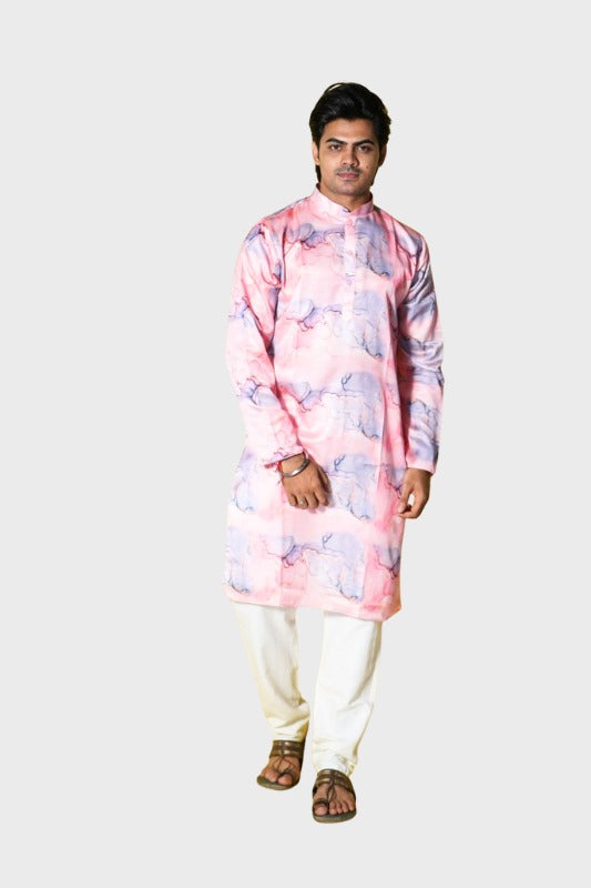 Modal Satin Marble Print Kurta