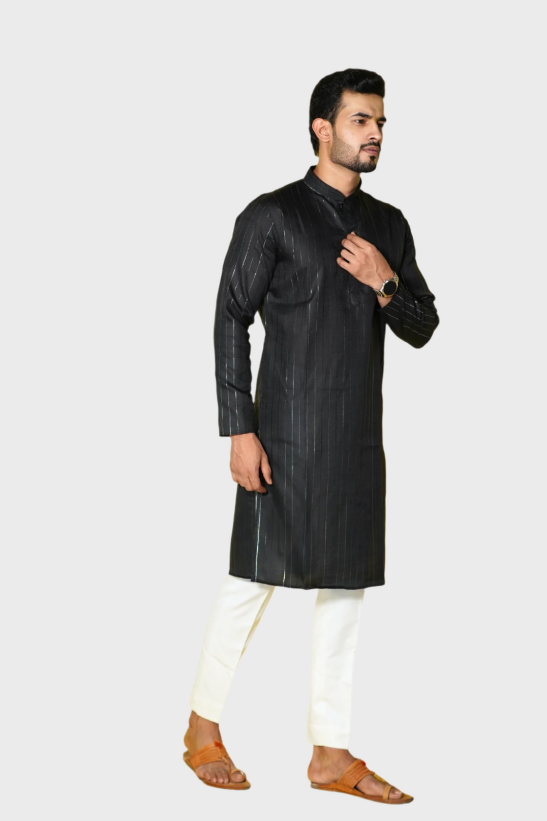 Black Cotton Kurta
