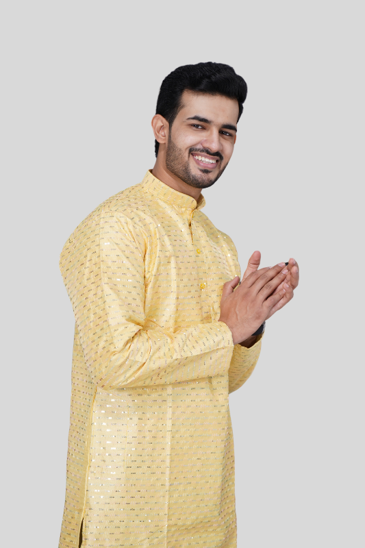 Straight Sequence Malai Kurta- Royal Yellow