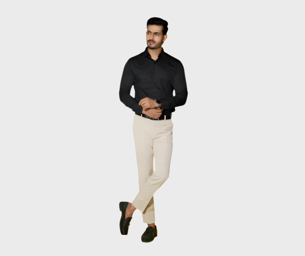 Beige Casual Smart Slim Fit Pants