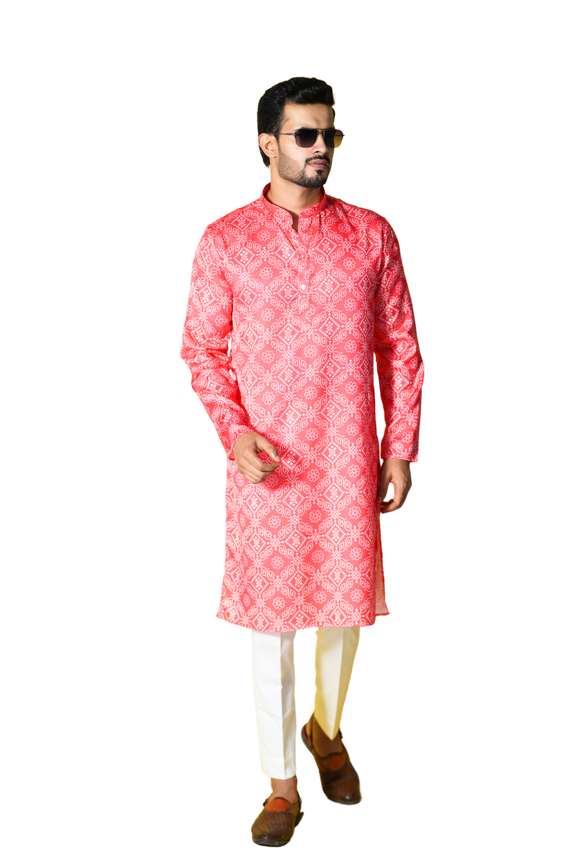 Red Bandhani Kurta