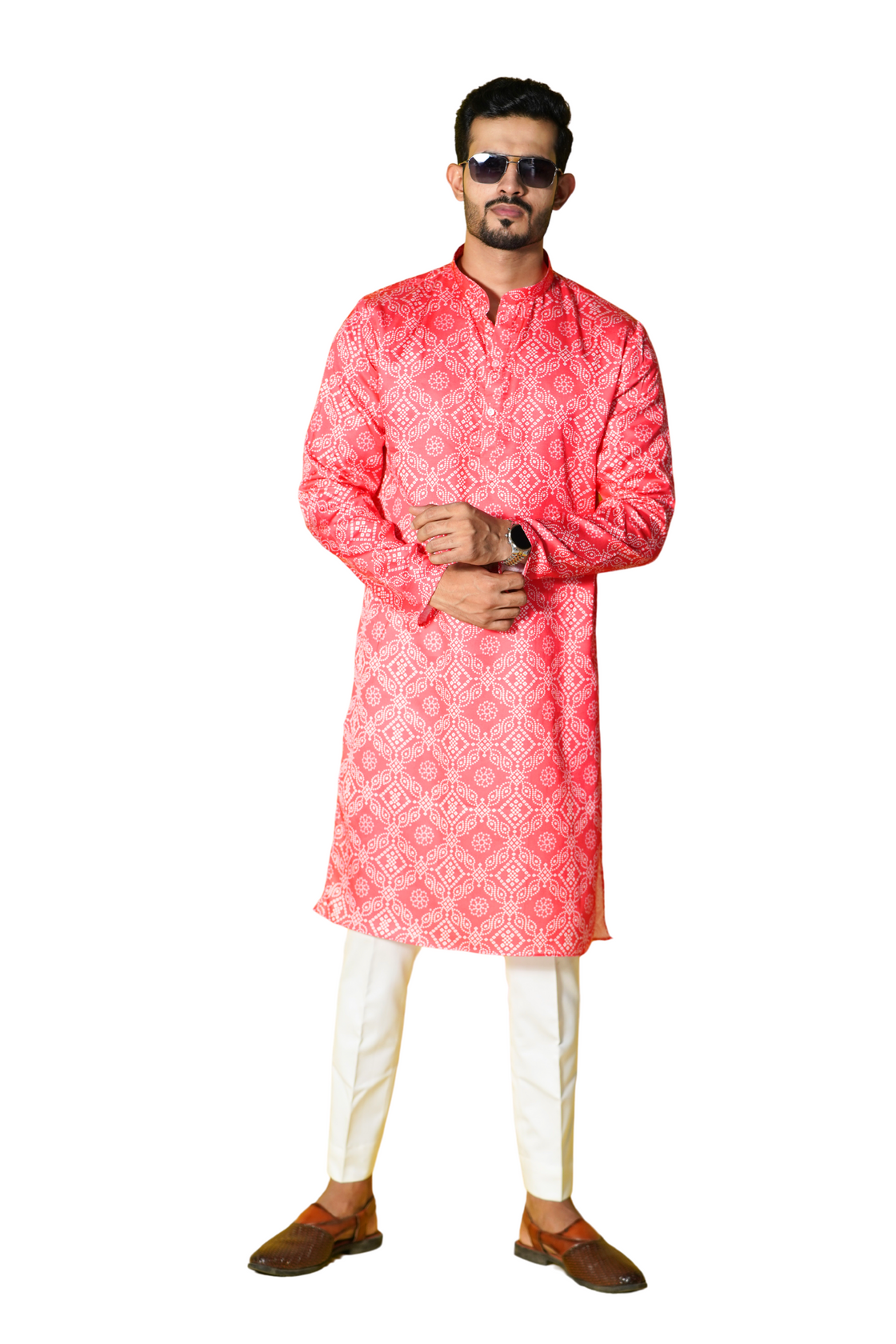 Red Bandhani Kurta