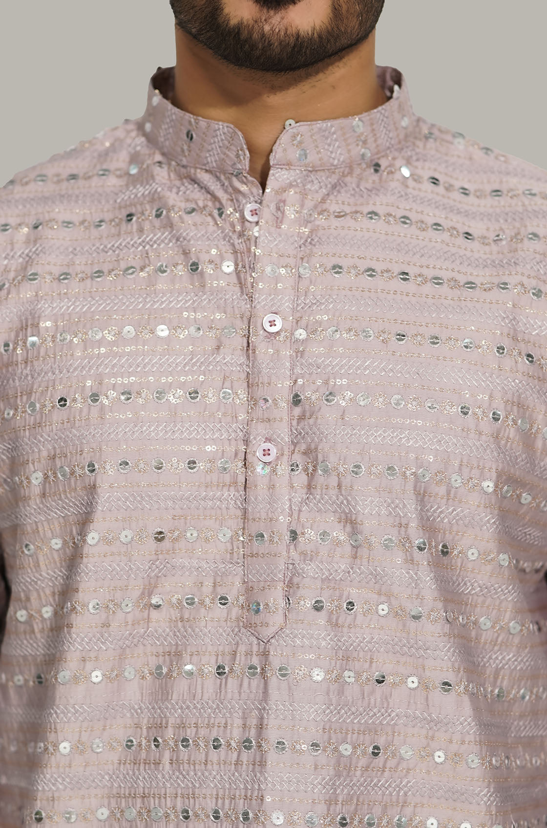 Light Purple Men’s Sequence Shimmer Malai Kurta