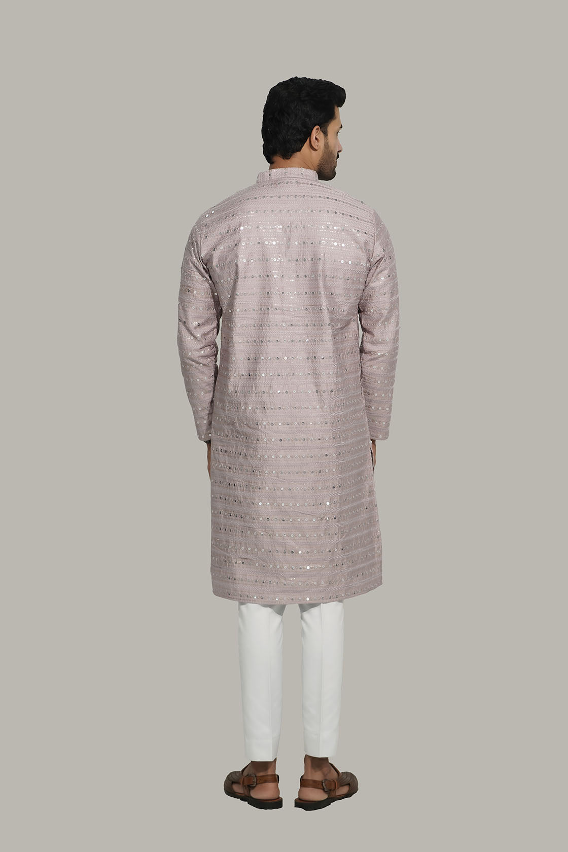 Light Purple Men’s Sequence Shimmer Malai Kurta