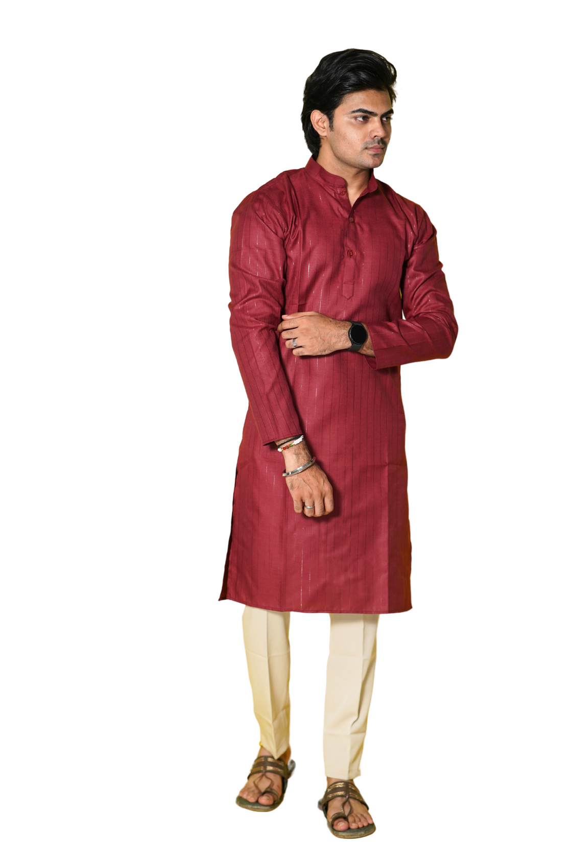 Maroon Cotton Kurta