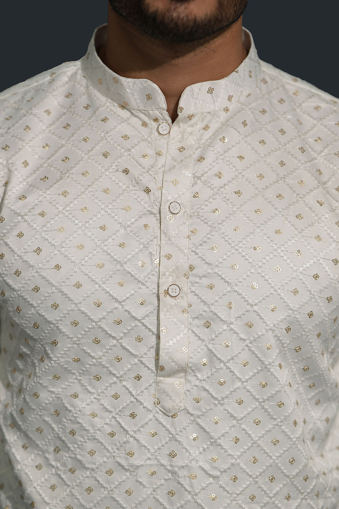 Off White Men’s Sequence Shimmer Malai Kurta