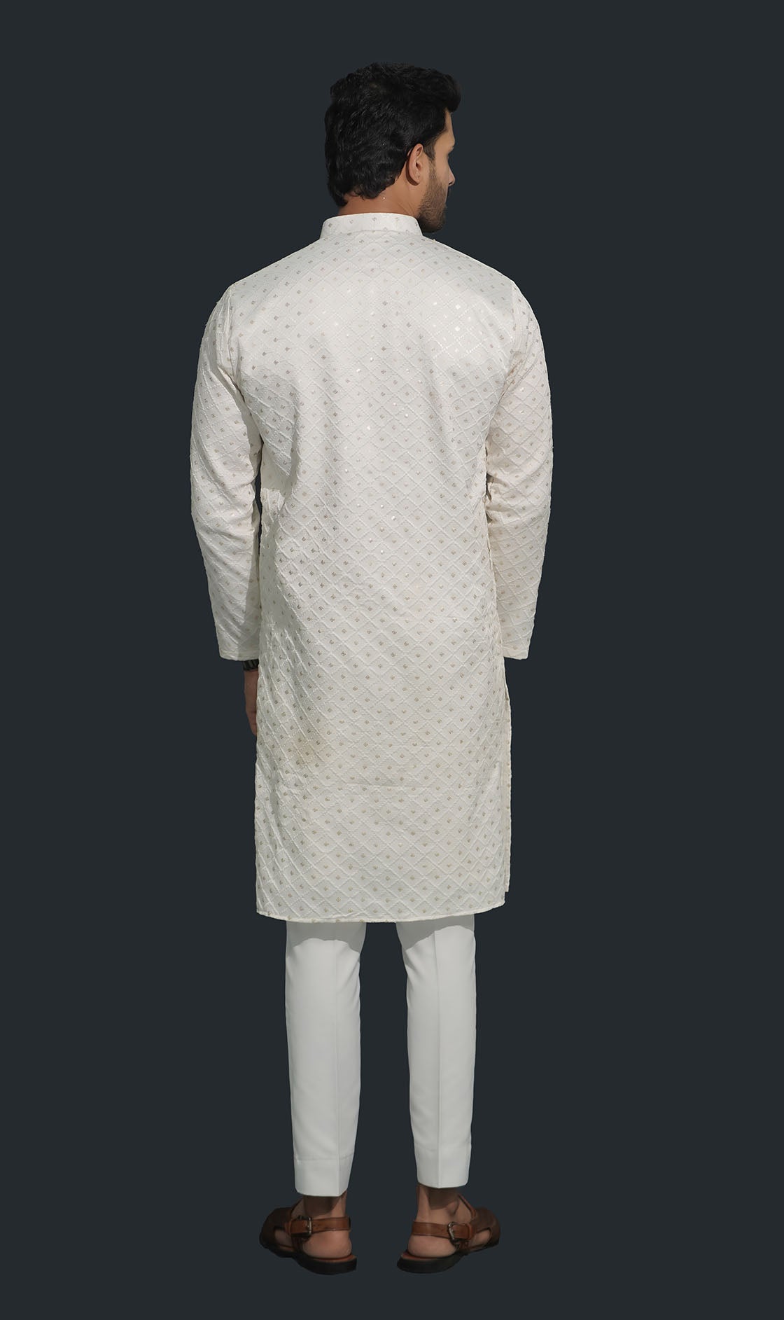 Off White Men’s Sequence Shimmer Malai Kurta