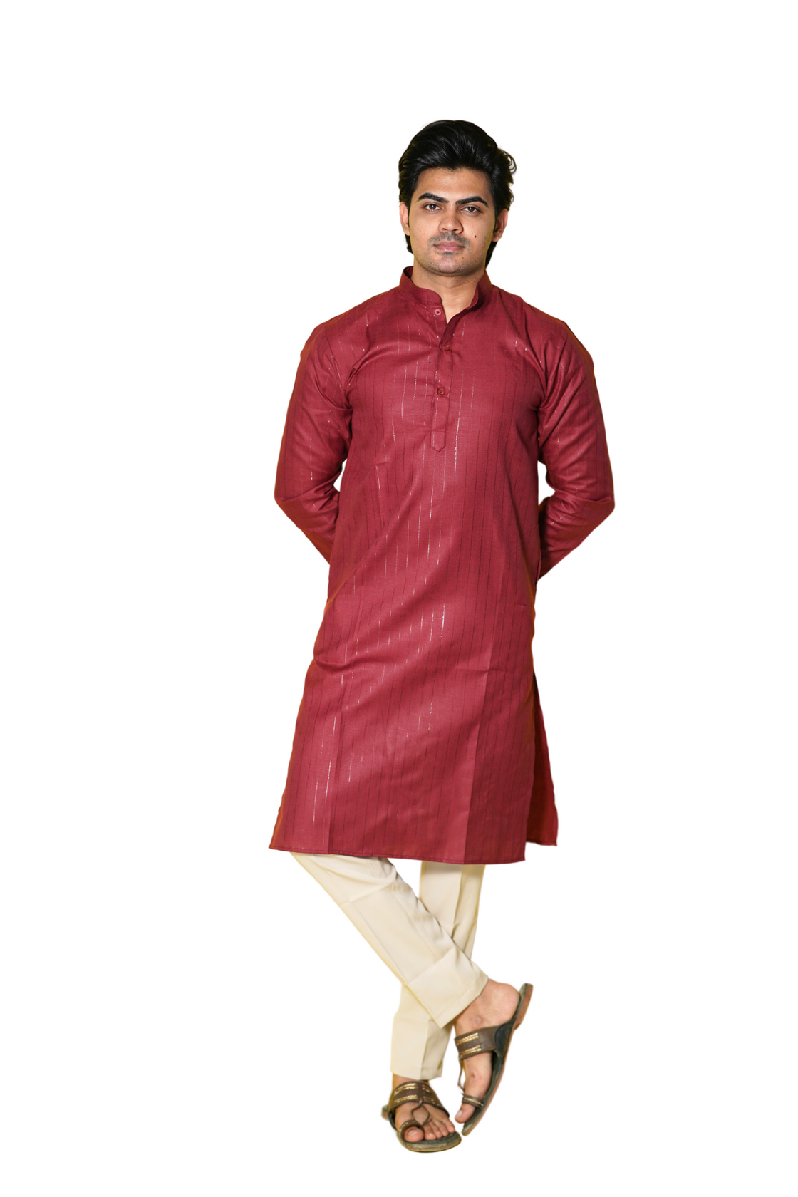 Maroon Cotton Kurta