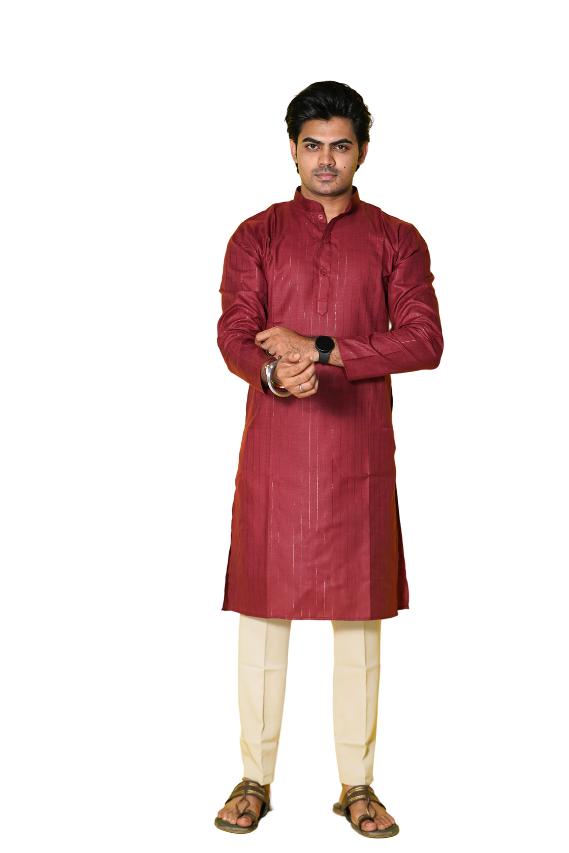 Maroon Cotton Kurta