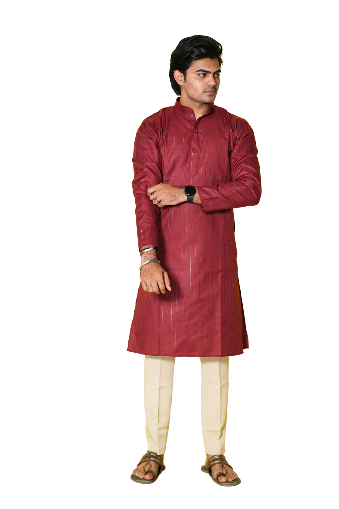 Maroon Cotton Kurta