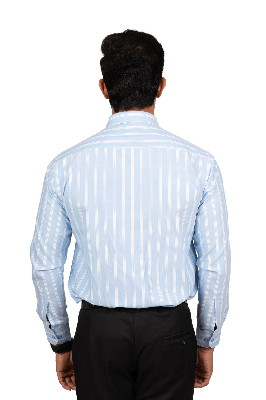 Baby Blue Men's Shirt With White Stripes