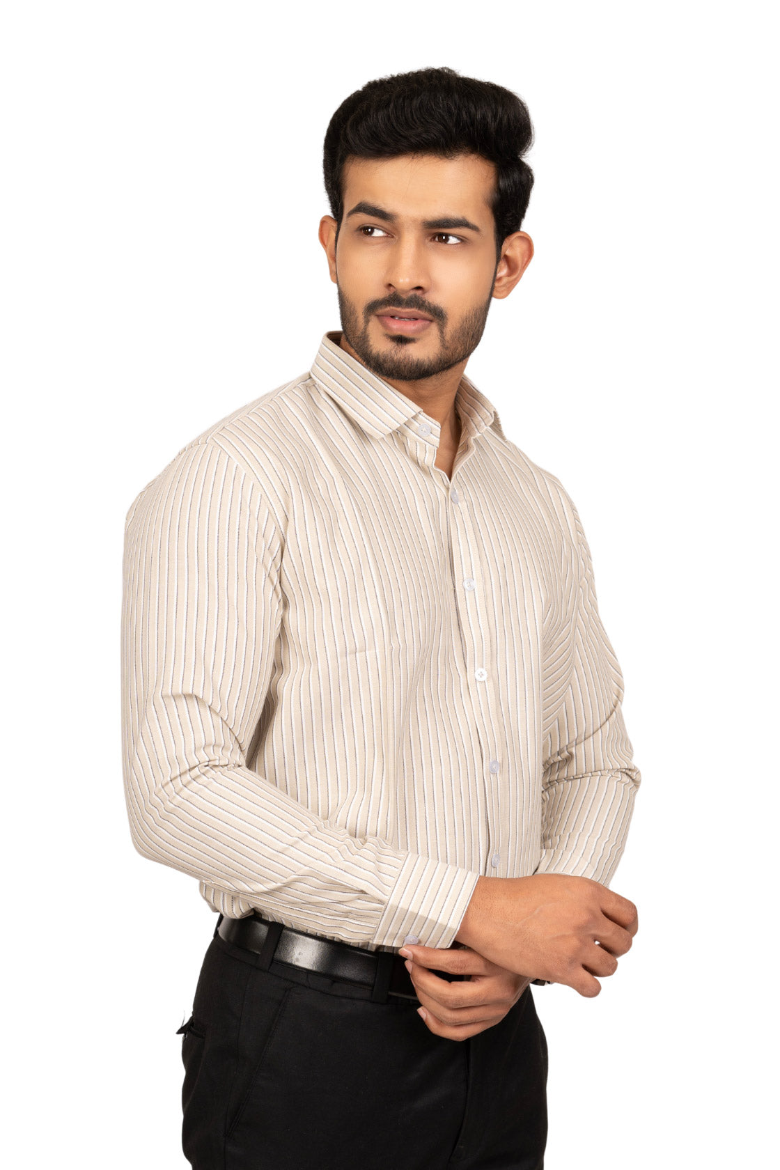 Classic Beige with Black & white stripes