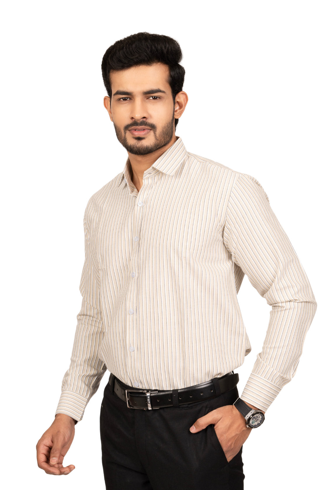Classic Beige with Black & white stripes