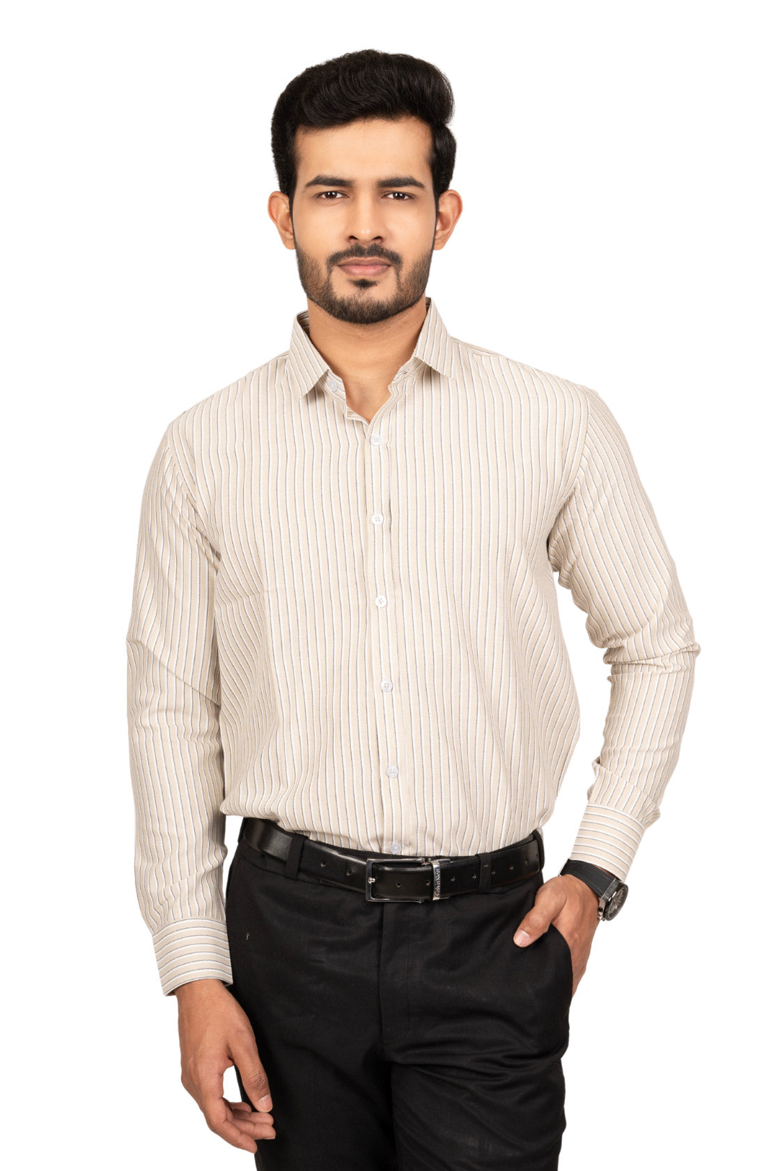 Classic Beige with Black & white stripes
