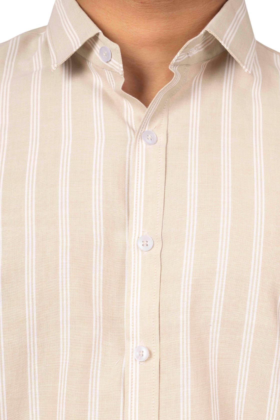 Classic Beige Shirt with white stripes
