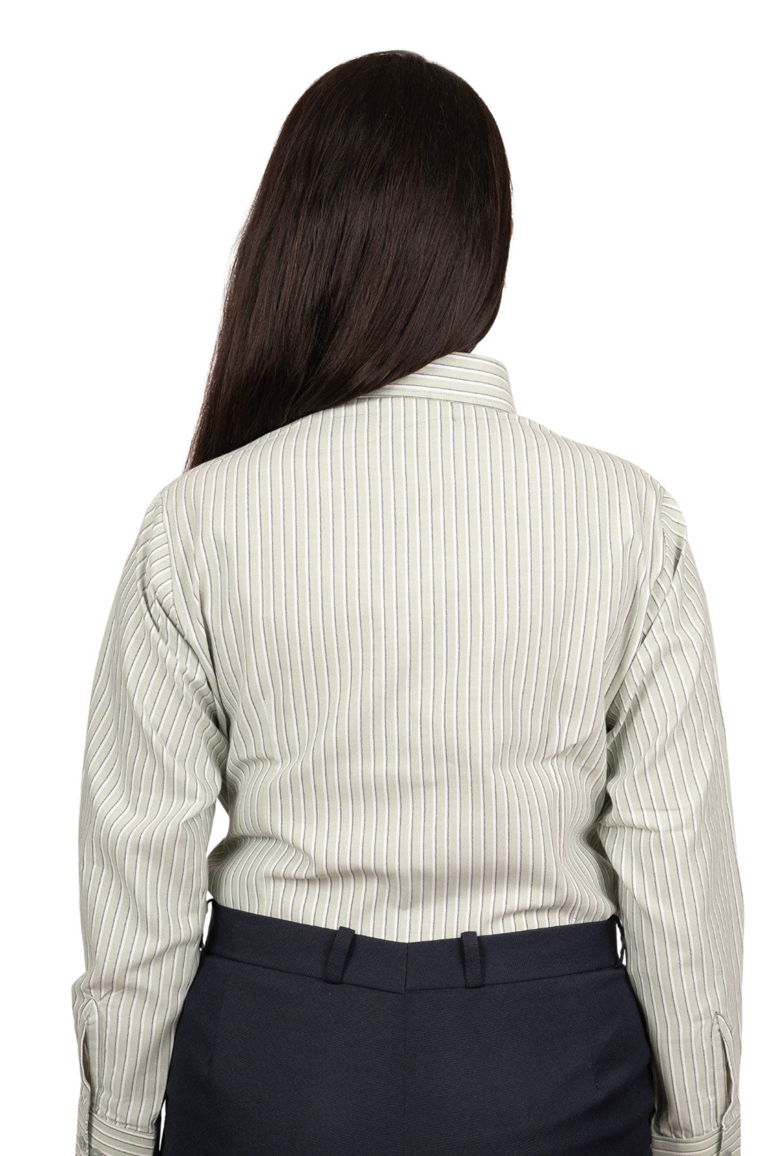 Pistachio Green Women's Shirt With White & Black Stripes