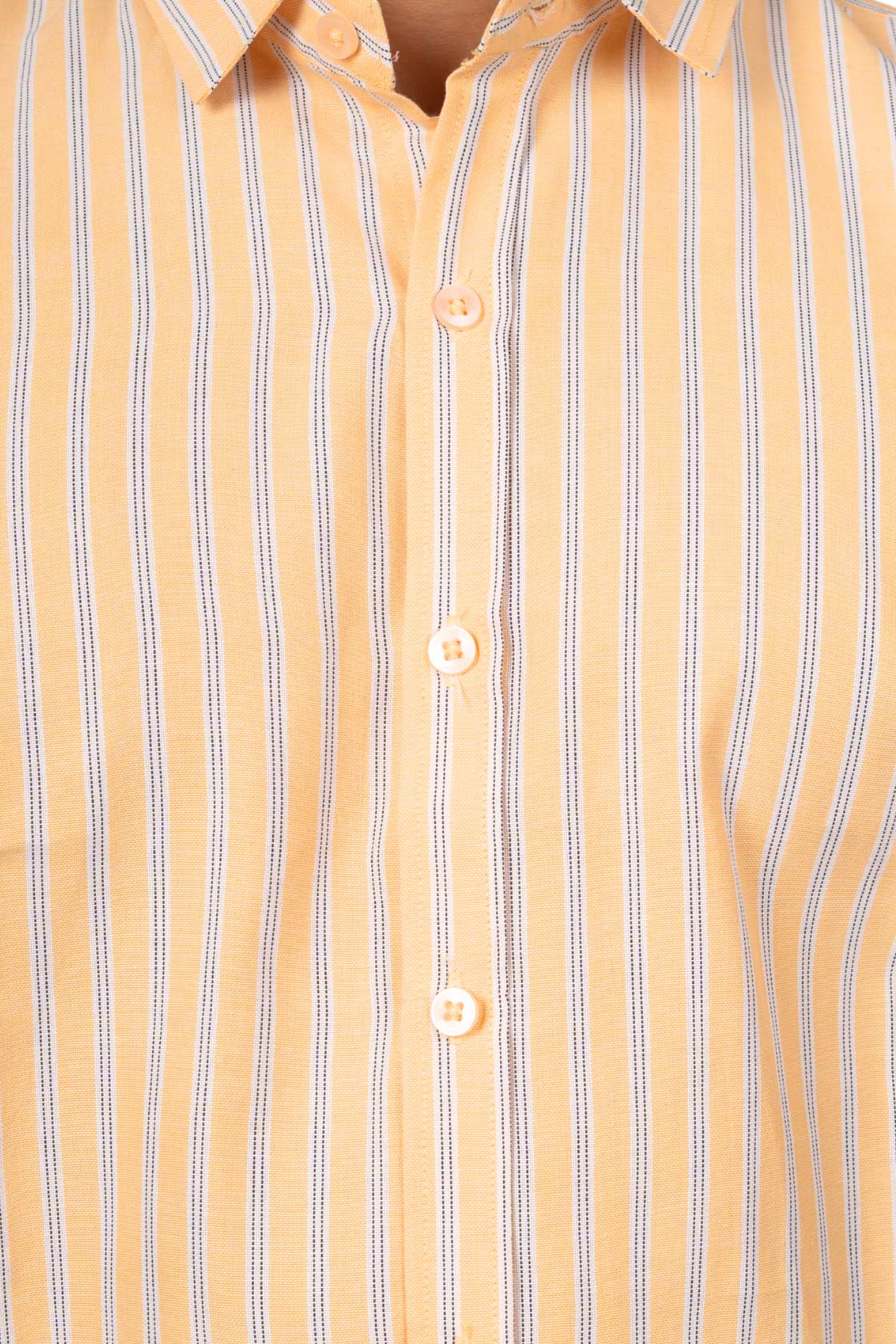 Marigold Yellow Men's Shirt With White Stripes