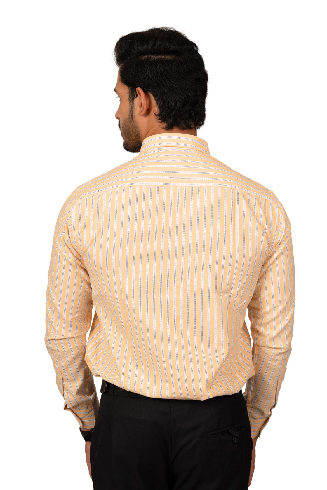 Marigold Yellow Men's Shirt With White Stripes