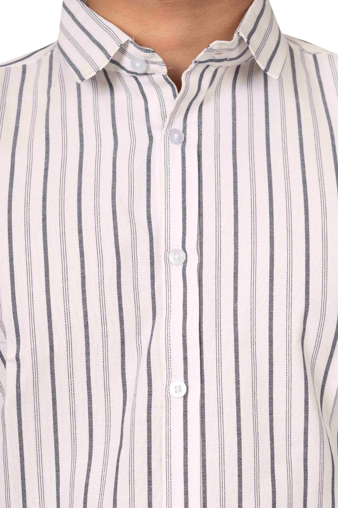 Classic White Men's Shirt With Black And White Stripes