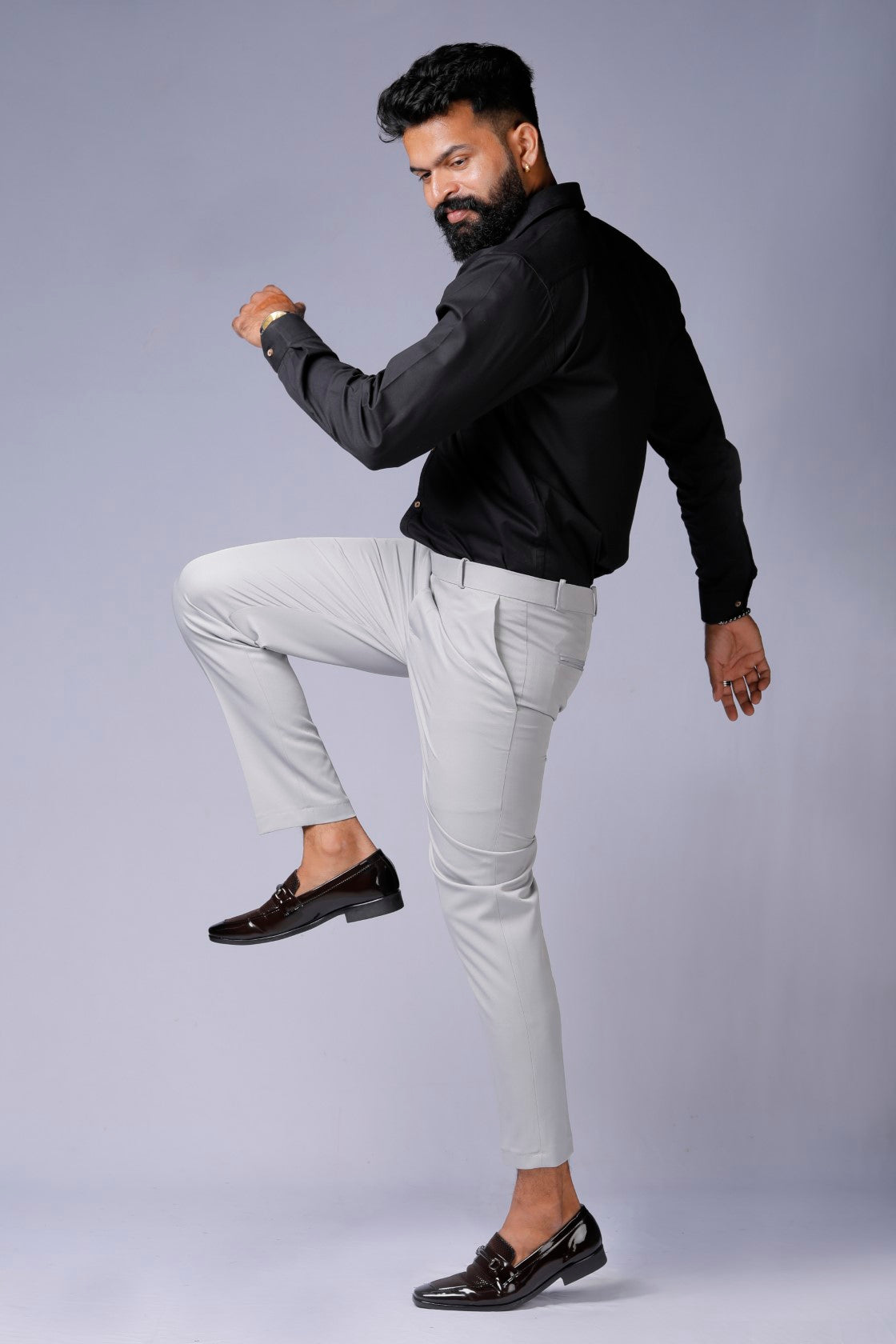 Formal/Casual Wear - Plain Smart Fit Pant Light Grey