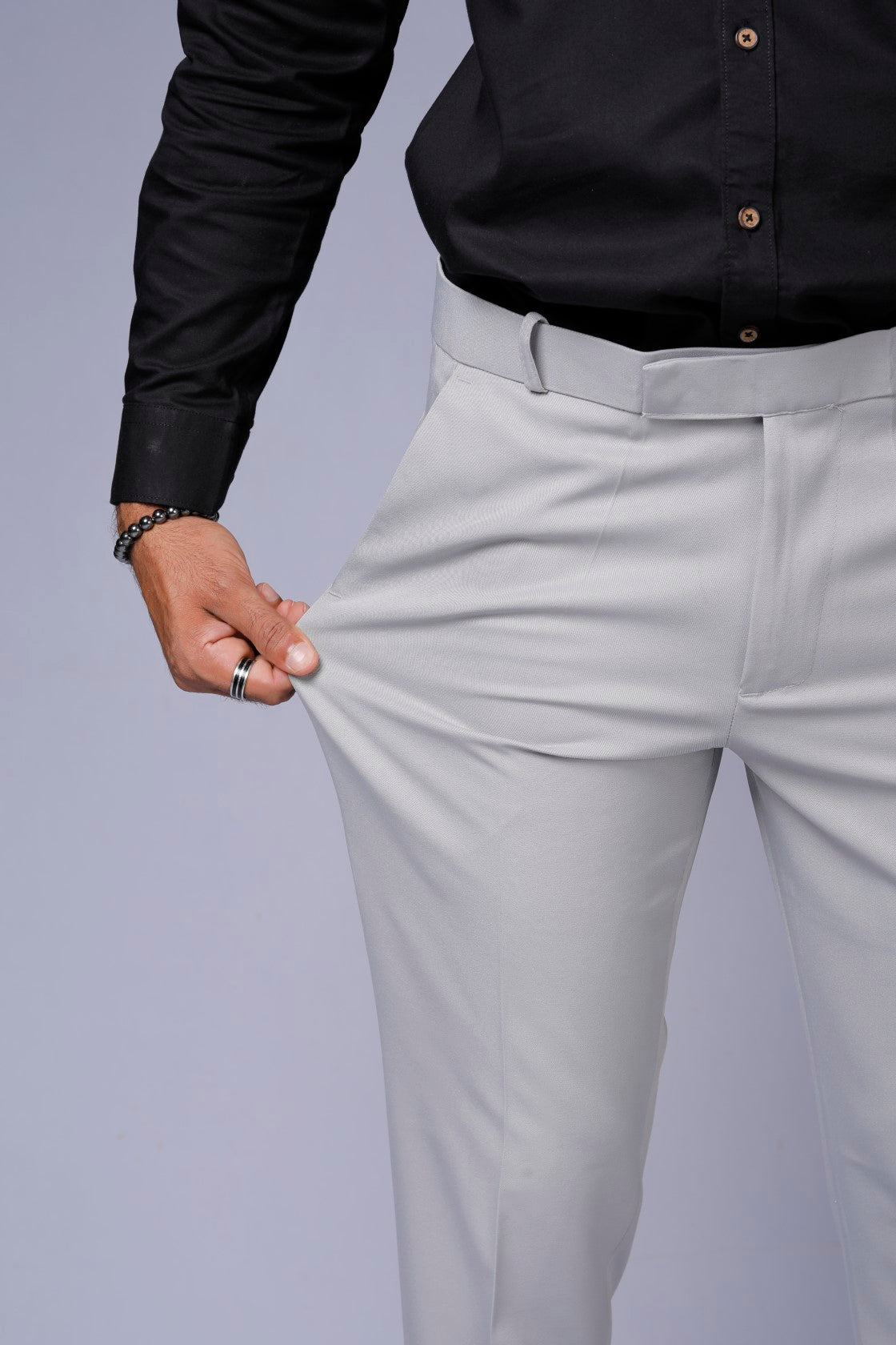 Formal/Casual Wear - Plain Smart Fit Pant Light Grey