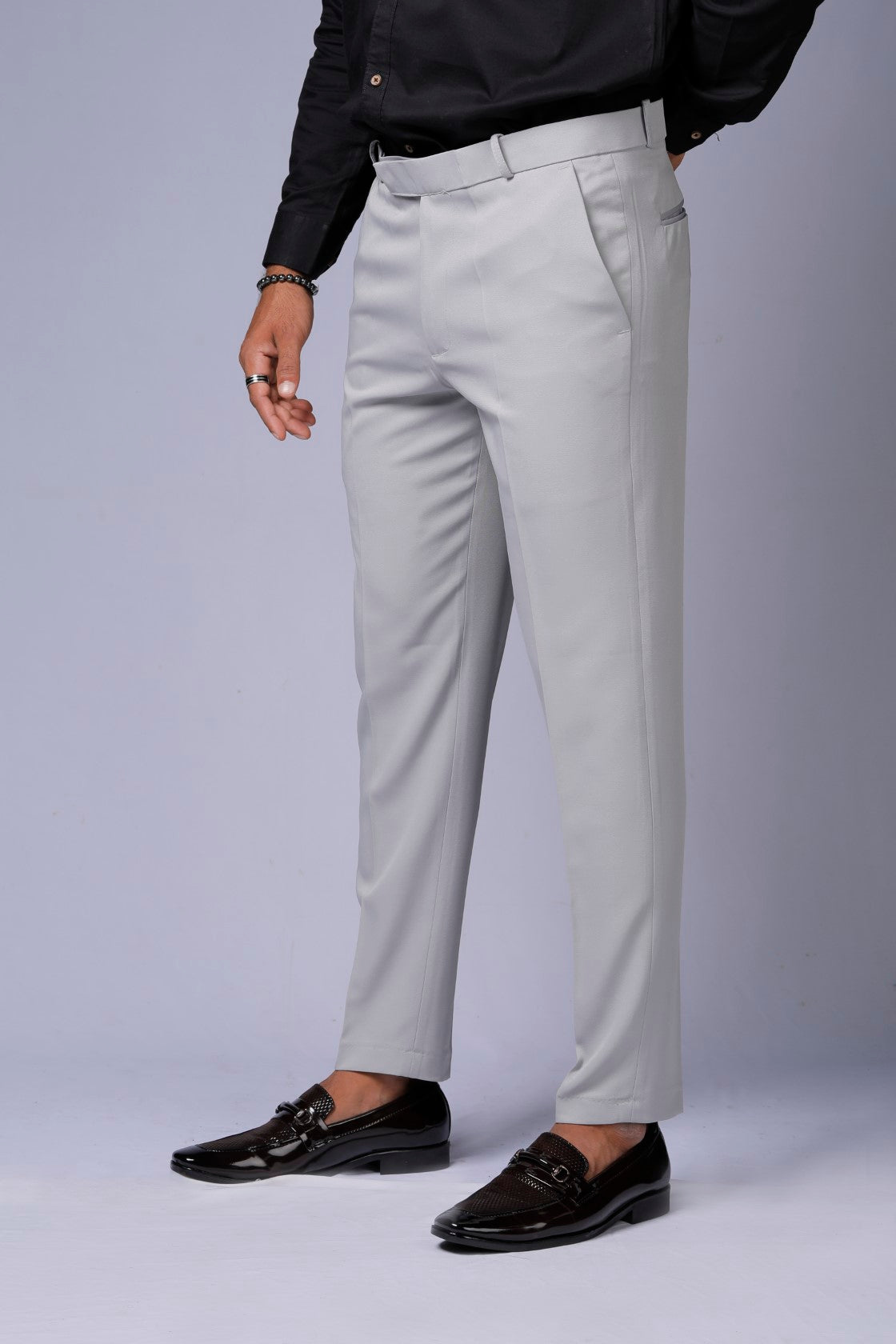 Formal/Casual Wear - Plain Smart Fit Pant Light Grey