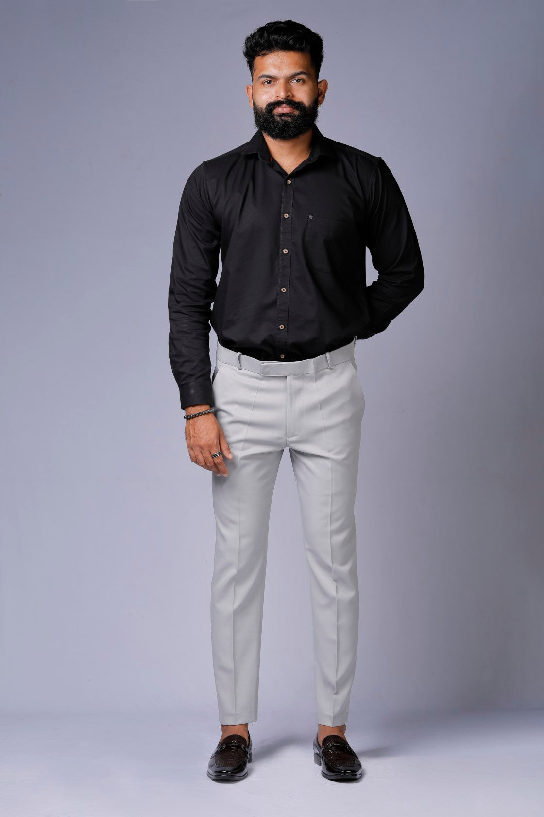 Formal/Casual Wear - Plain Smart Fit Pant Light Grey