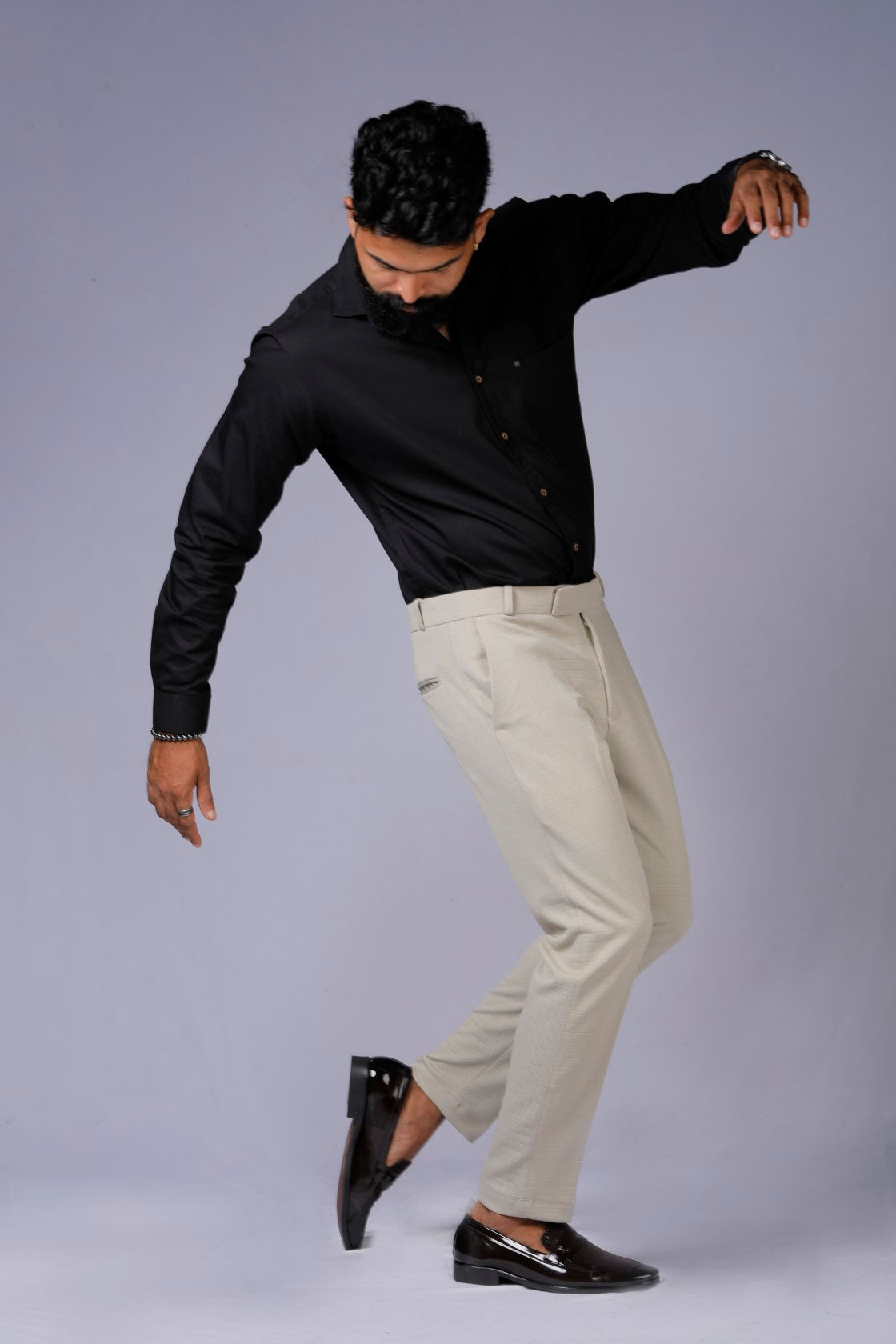 Formal/Casual Wear, Checks Smart Fit Pant Beige