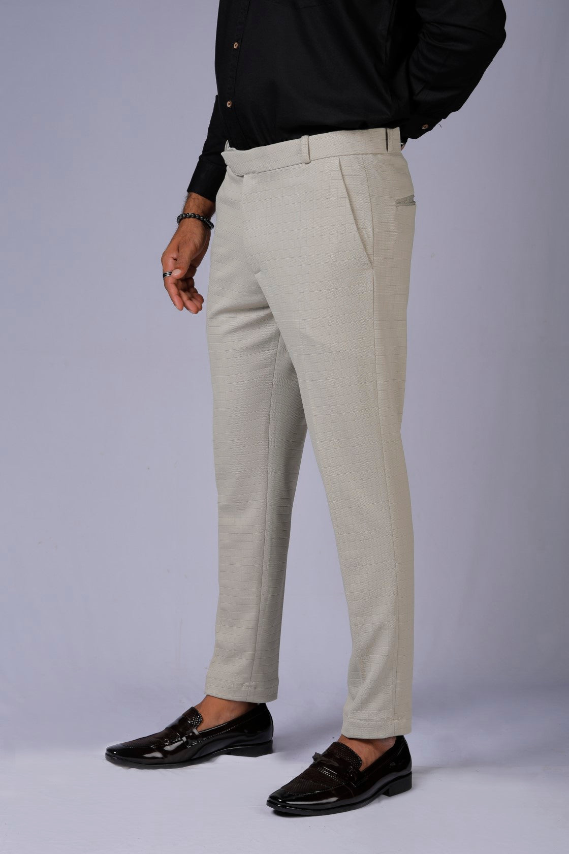 Formal/Casual Wear, Checks Smart Fit Pant Beige