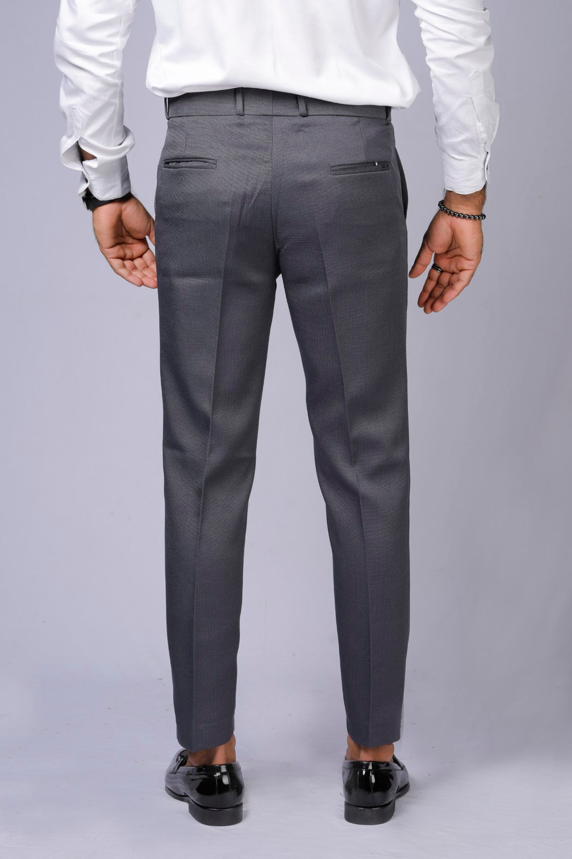 Formal/Casual Wear, Linen Texture Smart Fit Pant Dark Grey