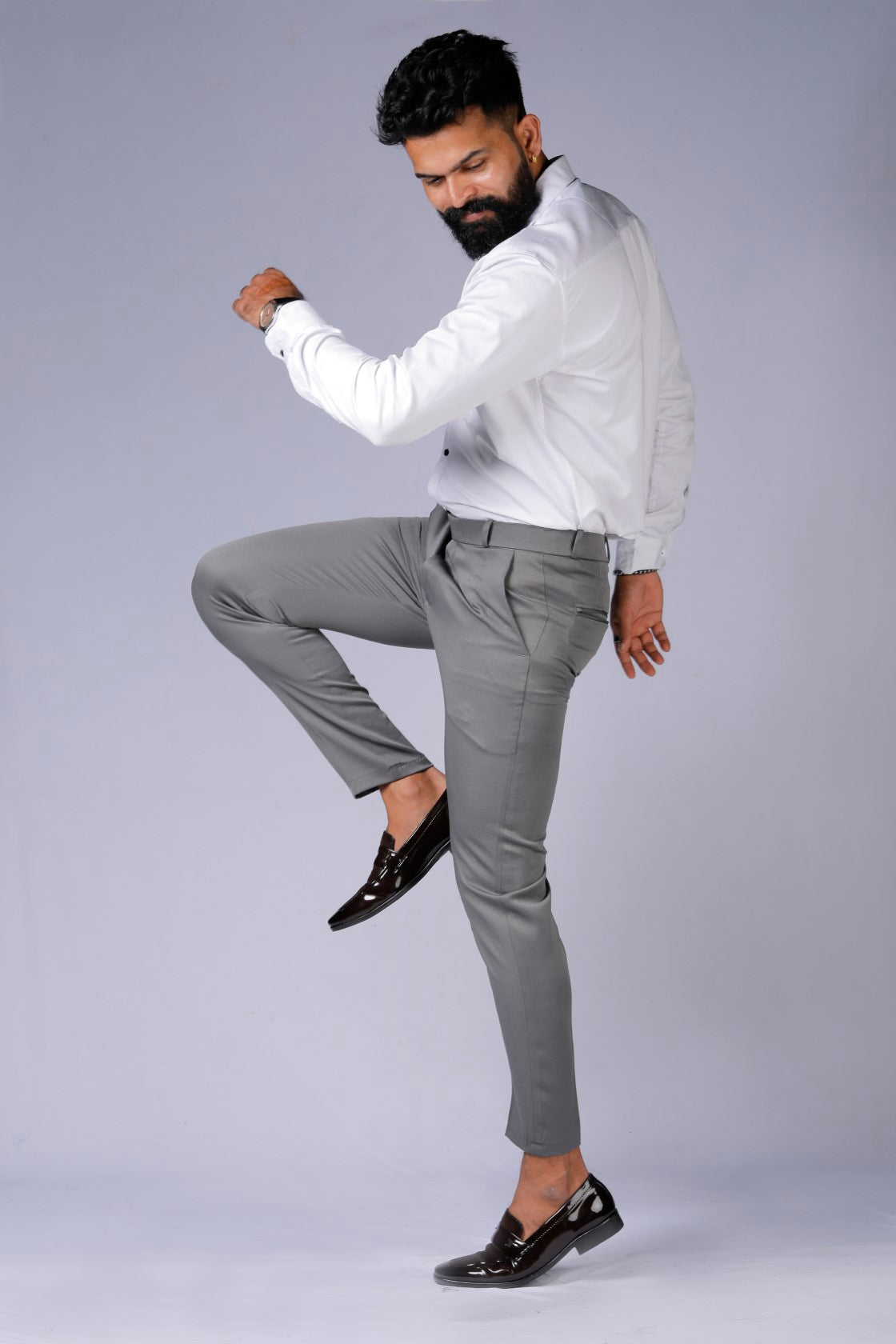 Formal/Casual Wear - Plain Smart Fit Pant Dark Grey