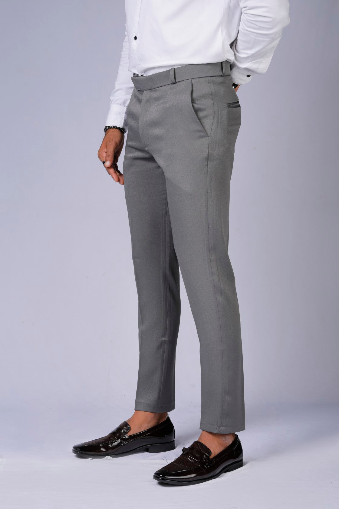 Formal/Casual Wear - Plain Smart Fit Pant Dark Grey