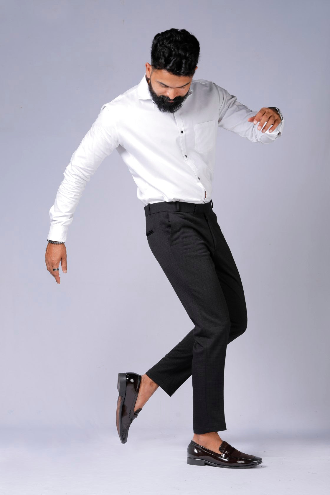 Formal/Casual Wear, Checks Smart Fit Pant Black