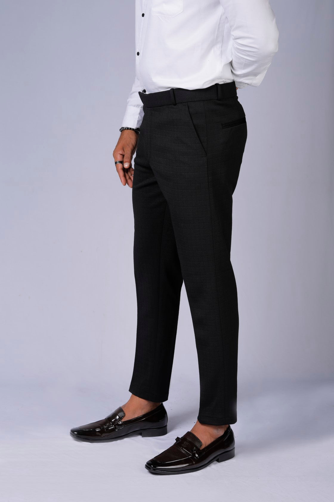 Formal/Casual Wear, Checks Smart Fit Pant Black