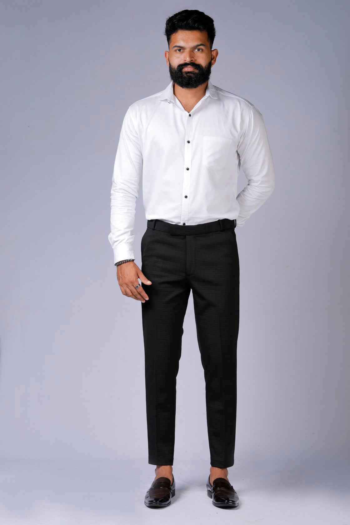 Formal/Casual Wear, Checks Smart Fit Pant Black