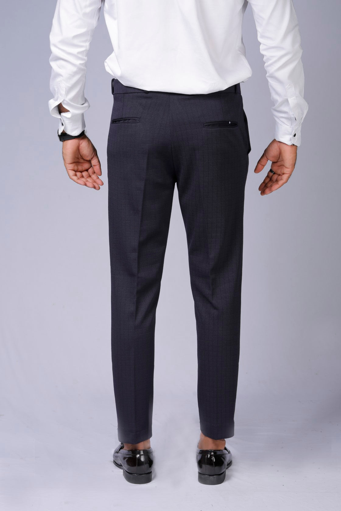 Formal/Casual Wear, Checks Smart Fit Pant Navy Blue