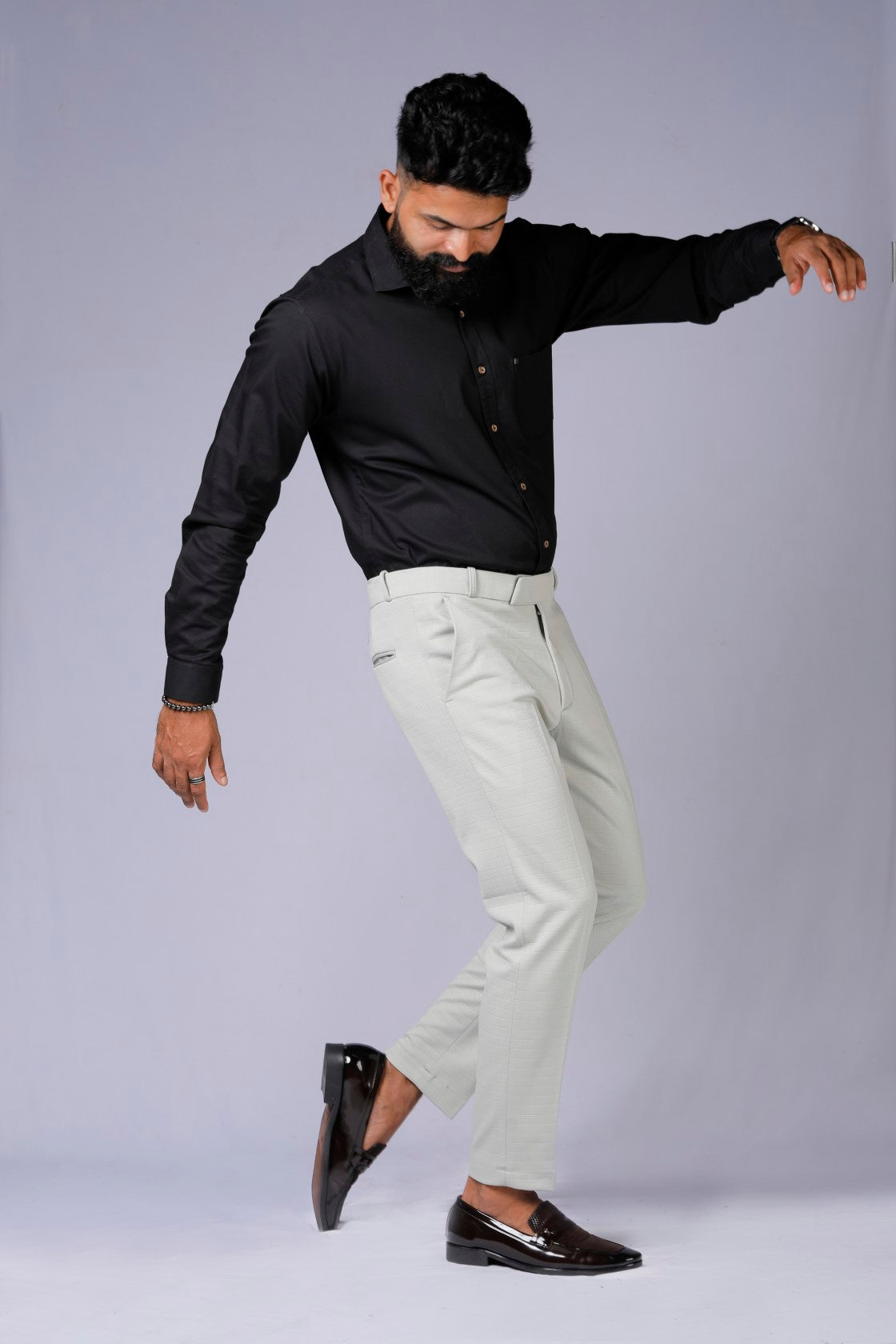 Formal/Casual Wear, Checks Smart Fit Pant Pista