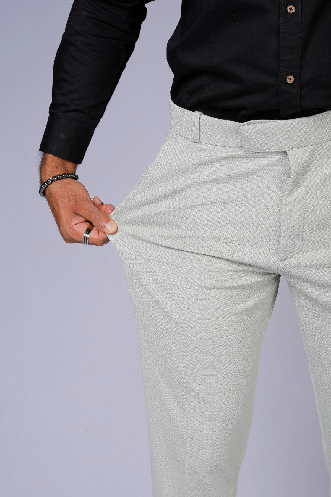 Formal/Casual Wear, Checks Smart Fit Pant Pista