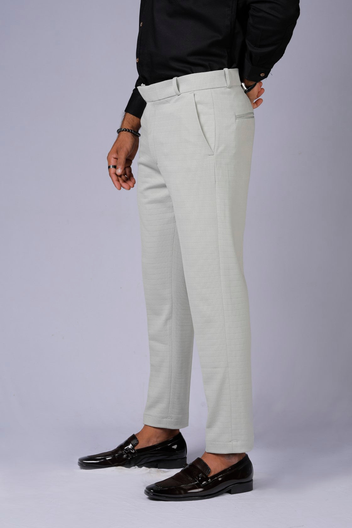 Formal/Casual Wear, Checks Smart Fit Pant Pista