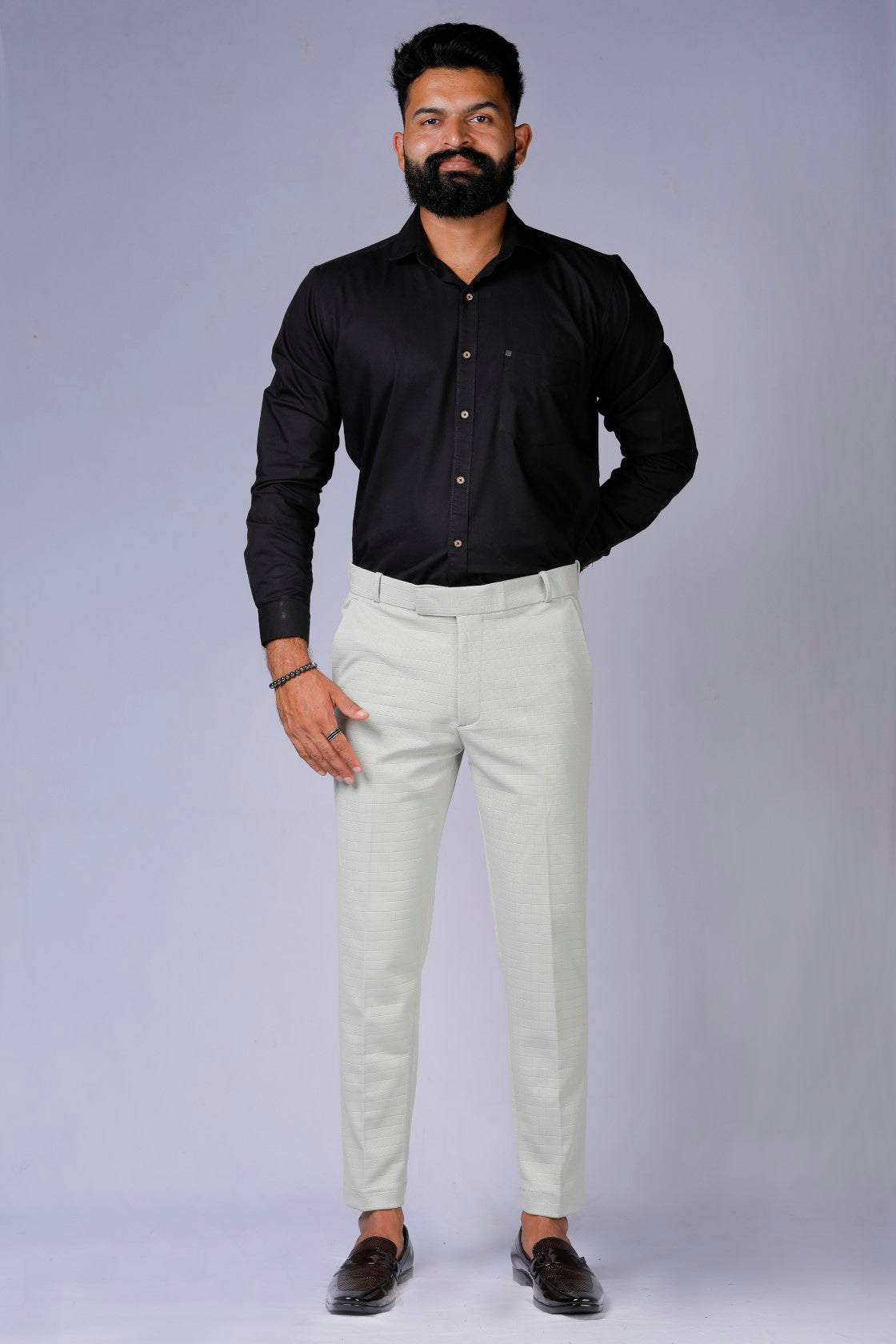 Formal/Casual Wear, Checks Smart Fit Pant Pista