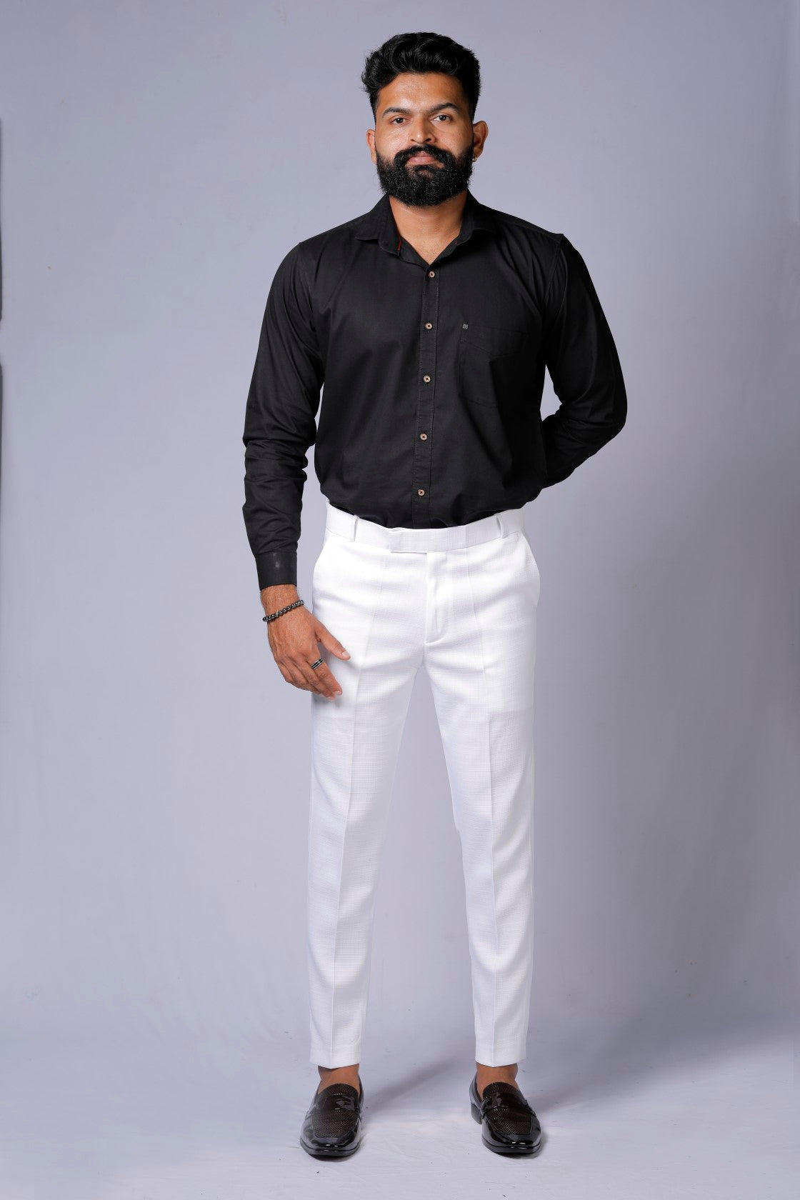Formal/Casual Wear, Linen Texture Smart Fit Pant White