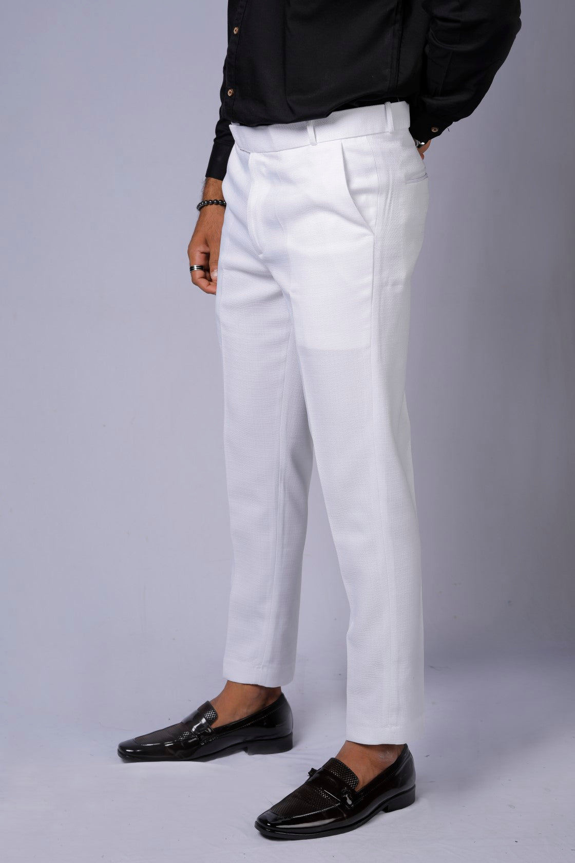 Formal/Casual Wear, Linen Texture Smart Fit Pant White