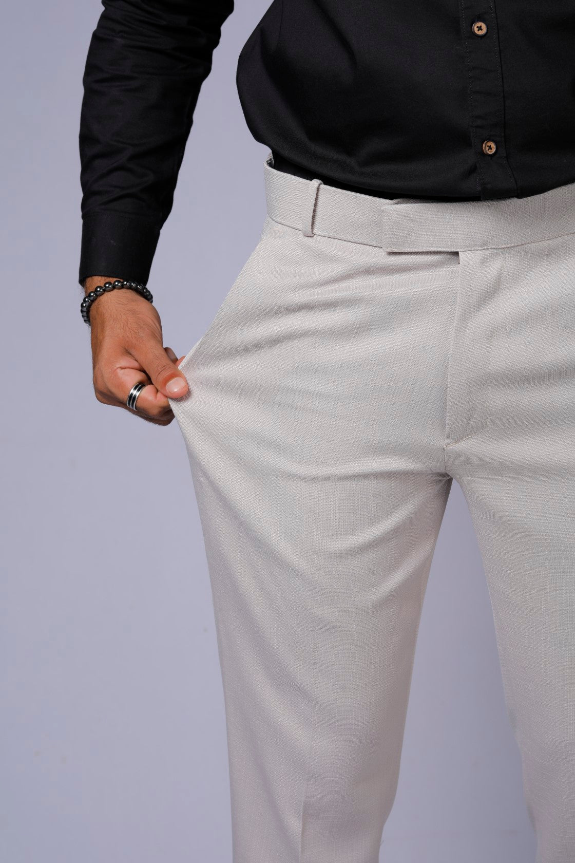 Formal/Casual Wear, Linen Texture Smart Fit Pant Beige