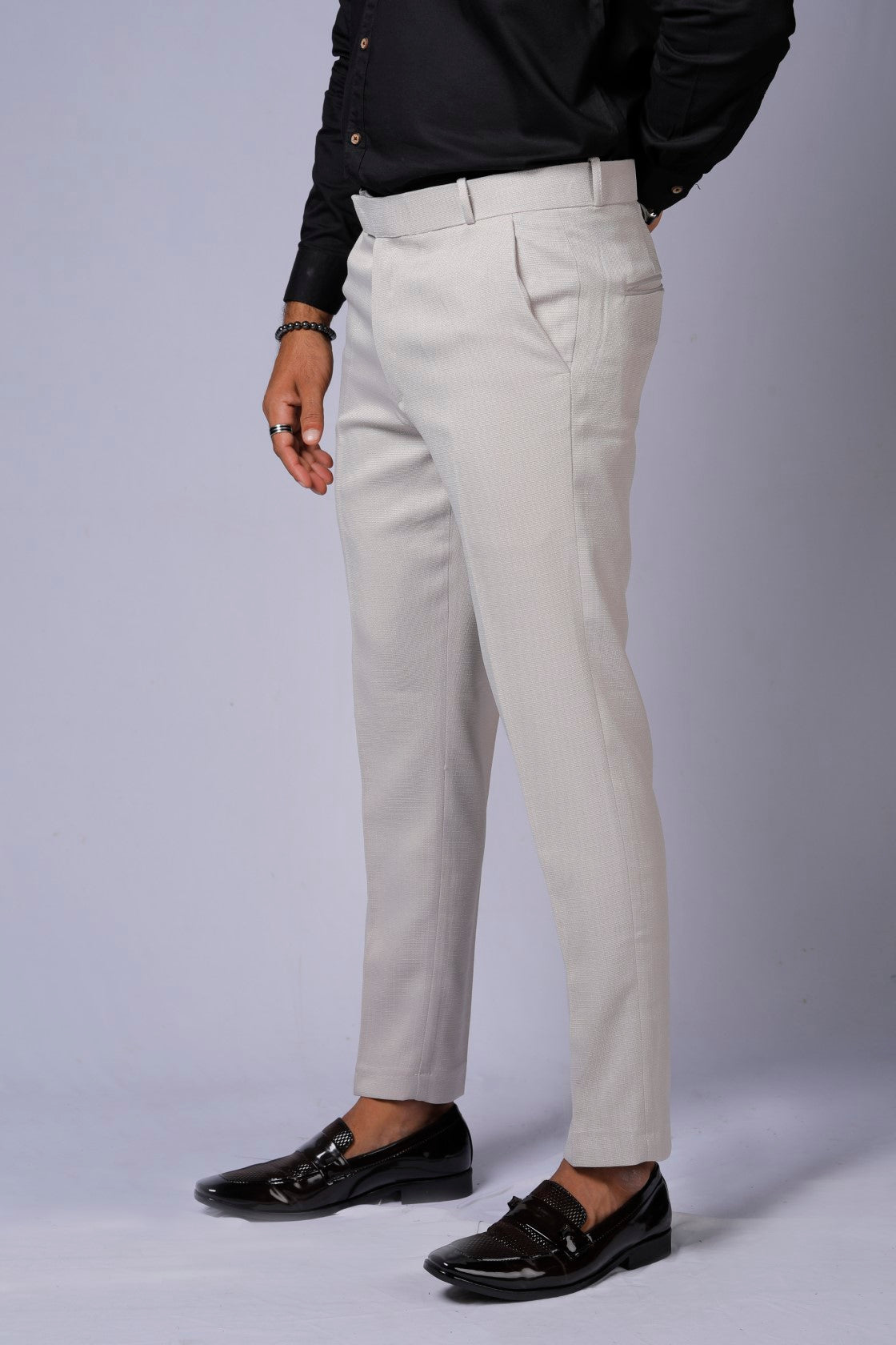 Formal/Casual Wear, Linen Texture Smart Fit Pant Beige