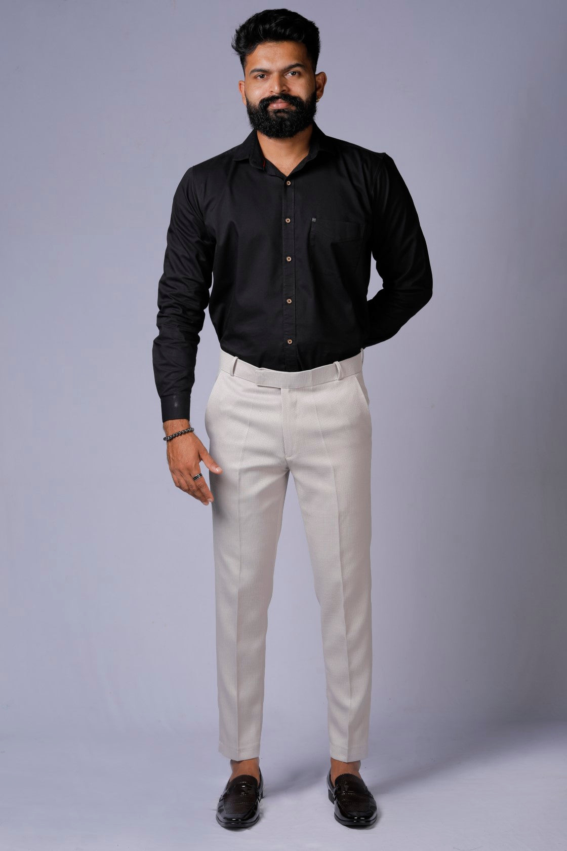 Formal/Casual Wear, Linen Texture Smart Fit Pant Beige