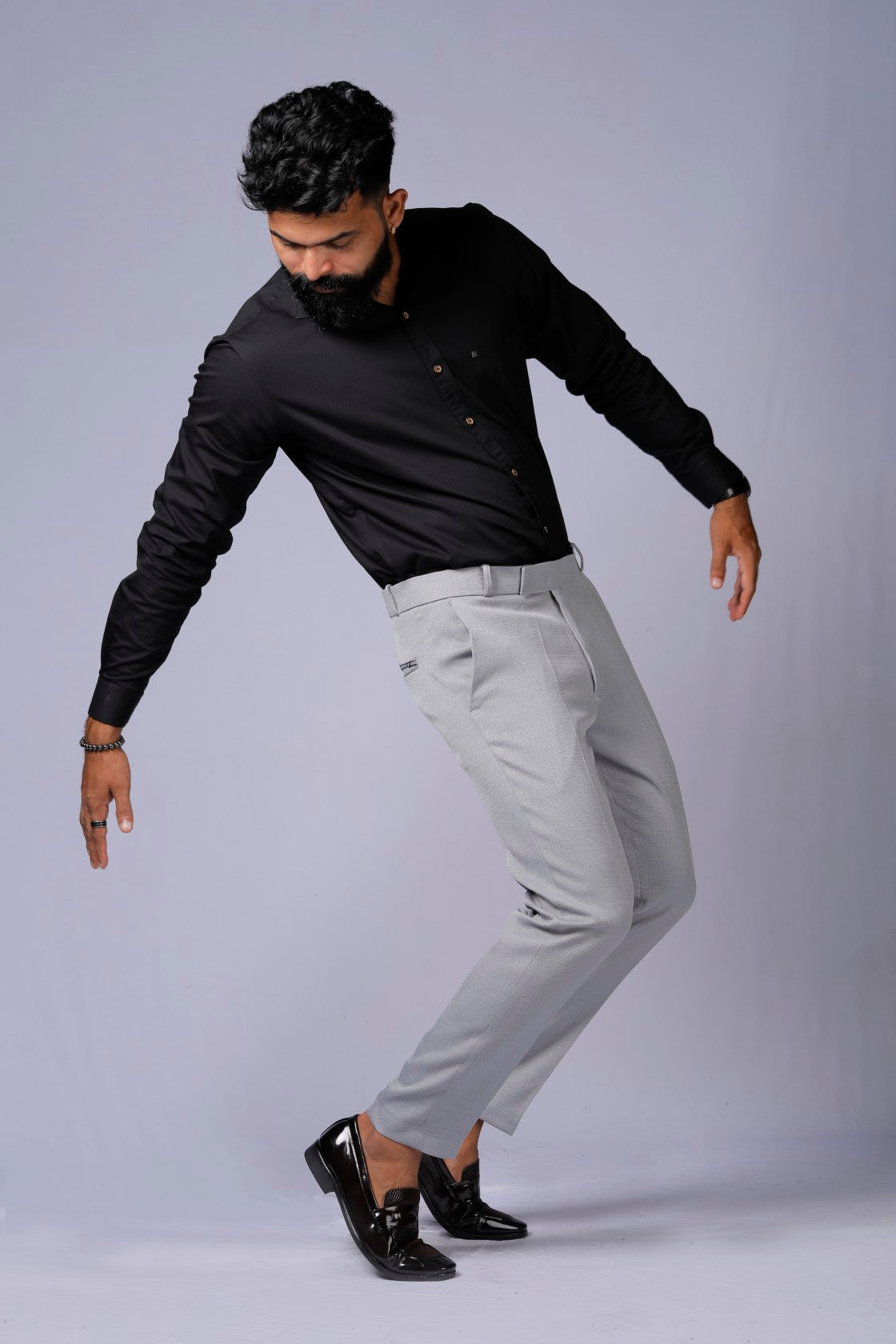 Formal/Casual Wear, Linen Texture Smart Fit Pant Light Grey