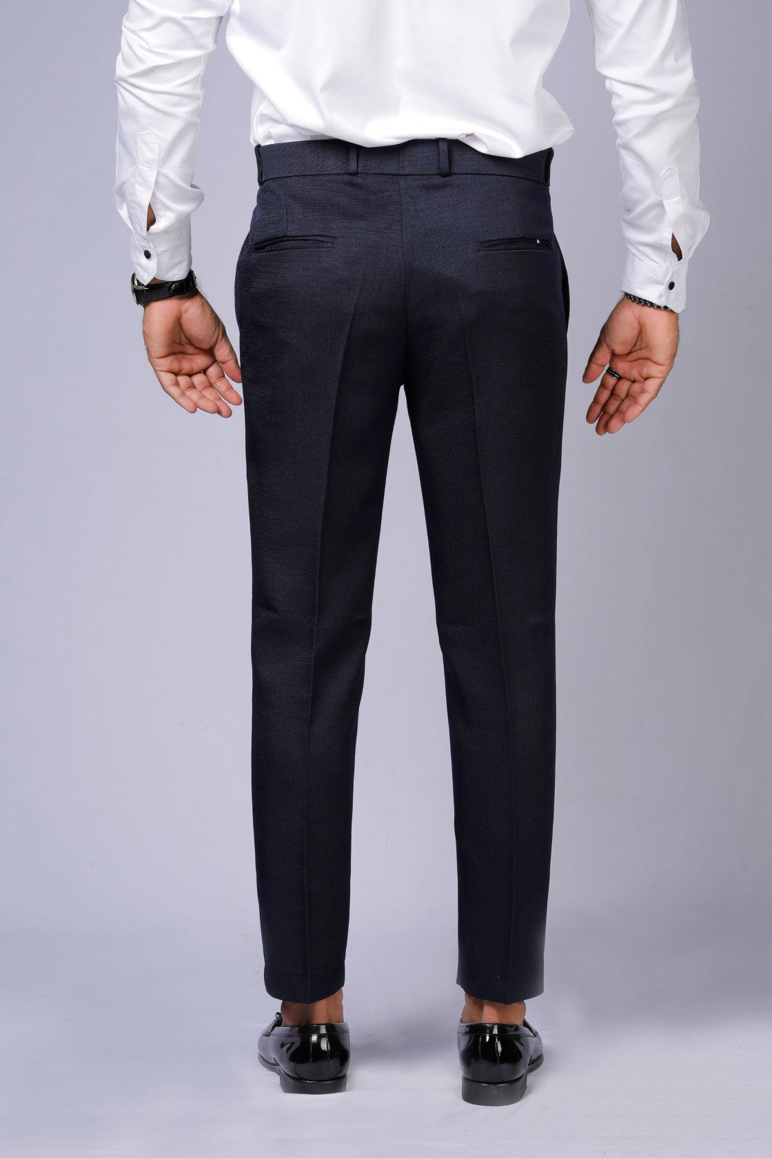Formal/Casual Wear, Linen Texture Smart Fit Pant Navy Blue